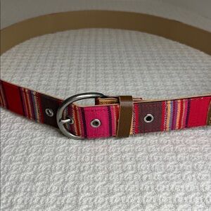 Guatemalan colorful belt- colorful cotton stripe, man made lining, ladies 2x